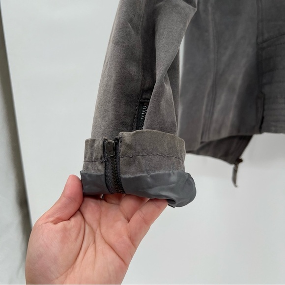 CASTRO Leather jacket genuine leather moto jacket green grey color - Picture 3 of 16